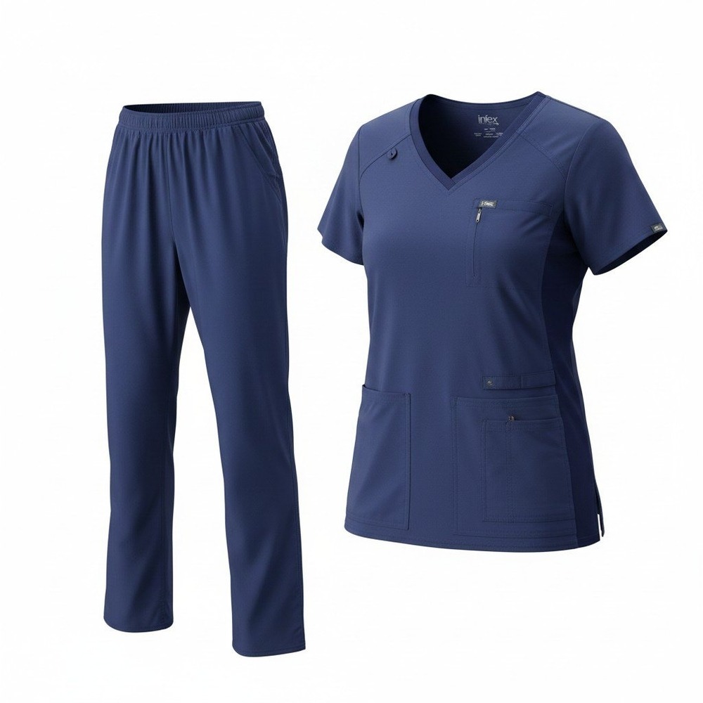 Scrub Set Cherokee Small Tall Womens Navy Blue Excellent iFlex Workwear WW120T